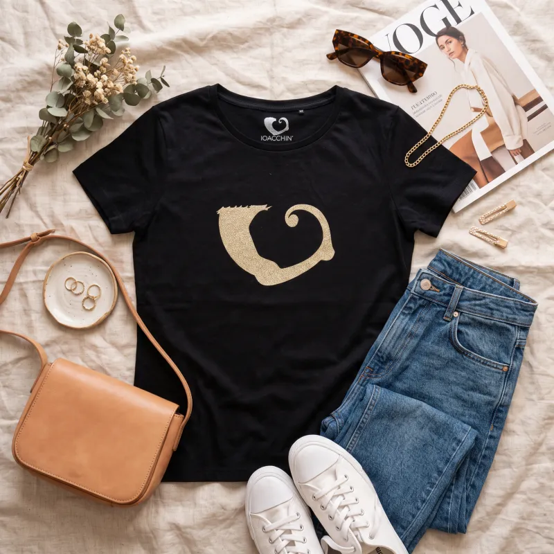 T-shirt Nera Drago Glitter