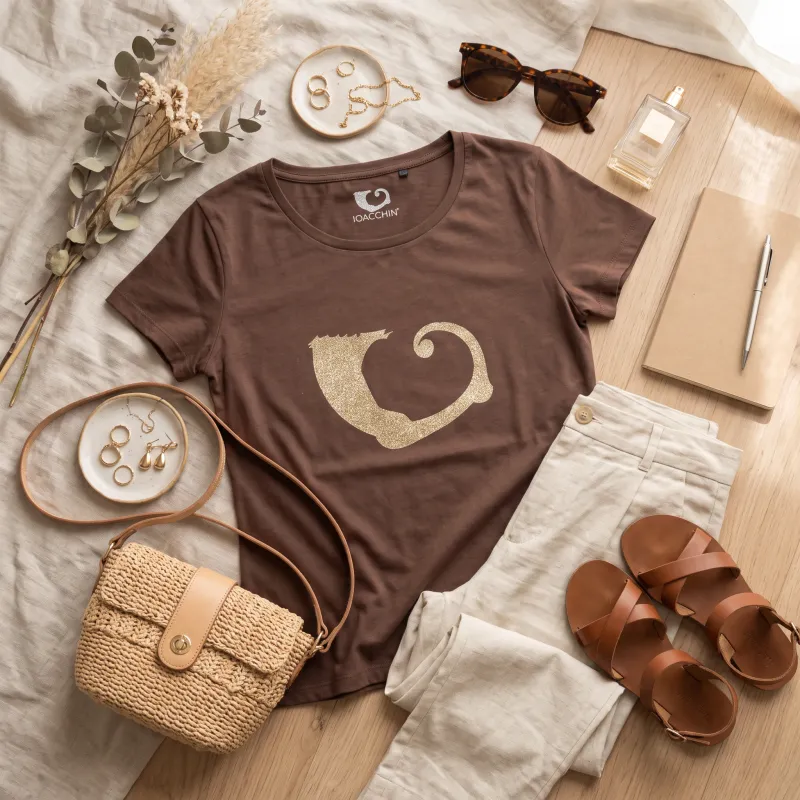 T-shirt Marrone Drago Glitter
