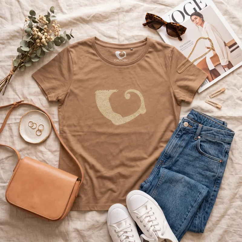 T-shirt Marrone chiaro Drago Glitter